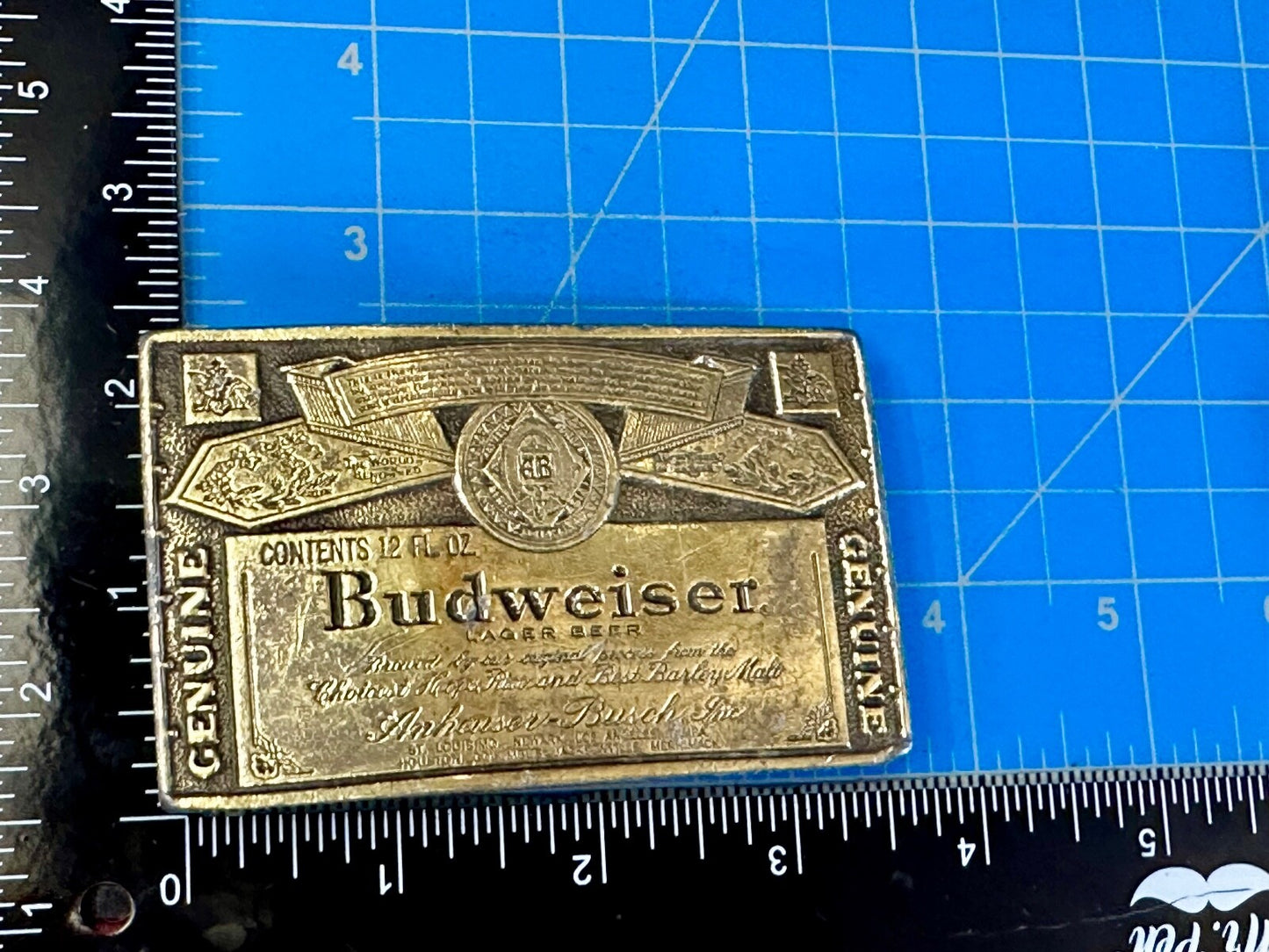 Vintage Budweiser A-168 Beer Company Brass Tone Add Belt Buckle