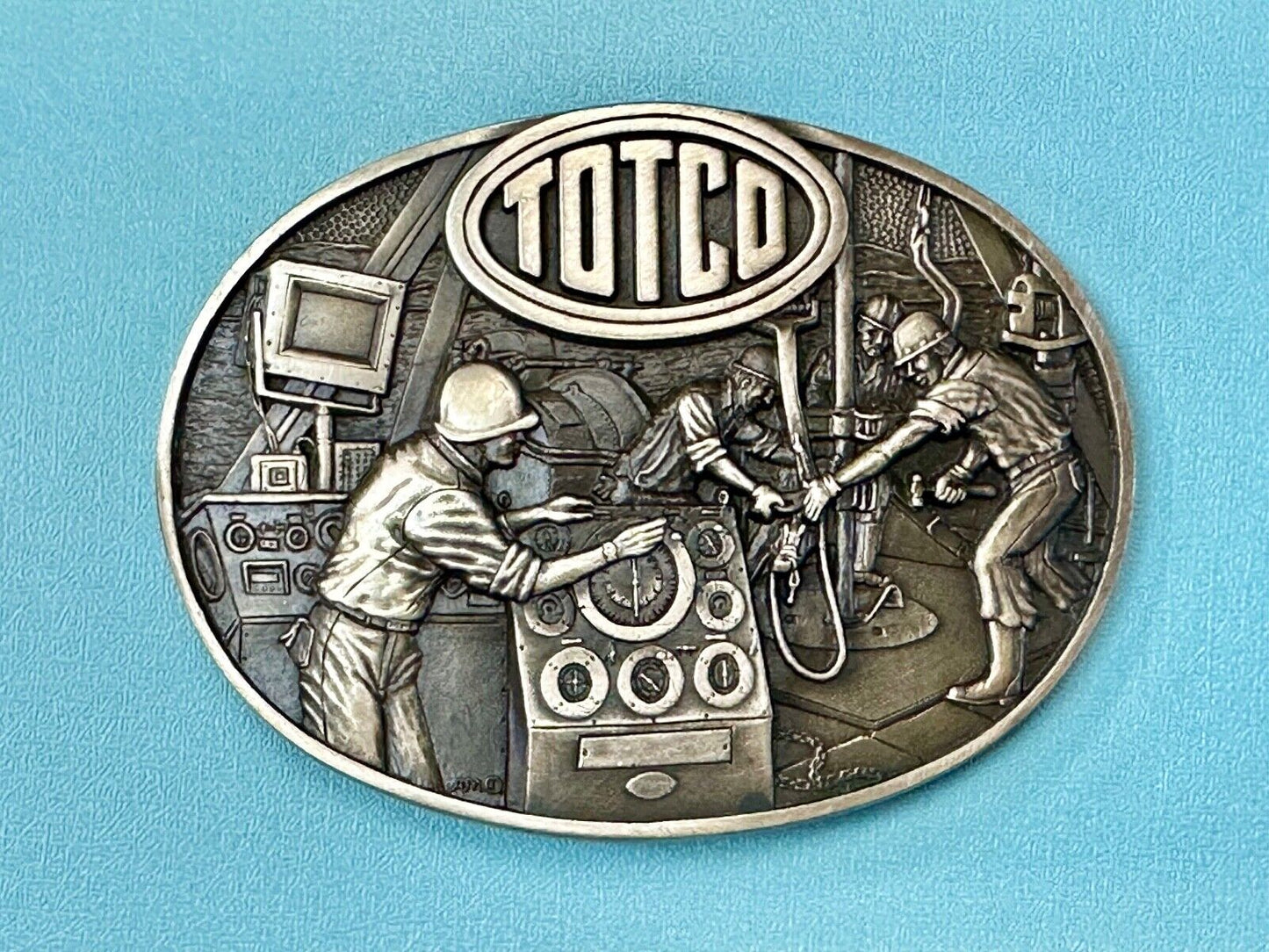 Totco Instruments Co Manufacturing vintage ADM solid brass belt buckle