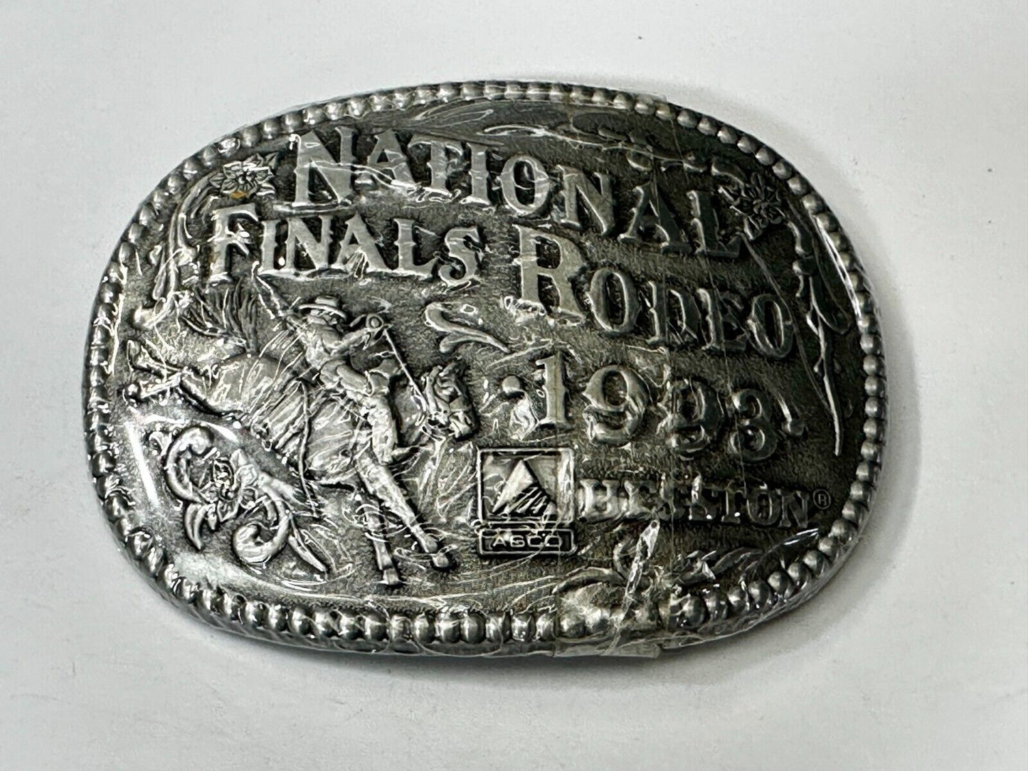 1993 Hesston National Finals Rodeo NFR Cowboys NOS Adult Size Belt Buckle