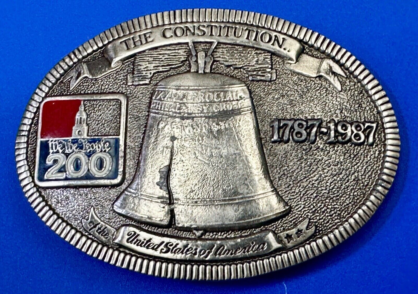 USA 200 year Celebration of the constitution Patriotic Liberty bell belt buckle