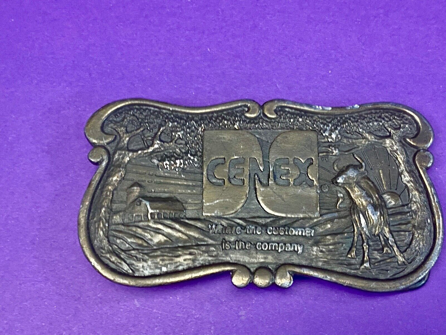 Vintage Belt Buckle CENEX The Customer is the company! Farmers Union Exchange