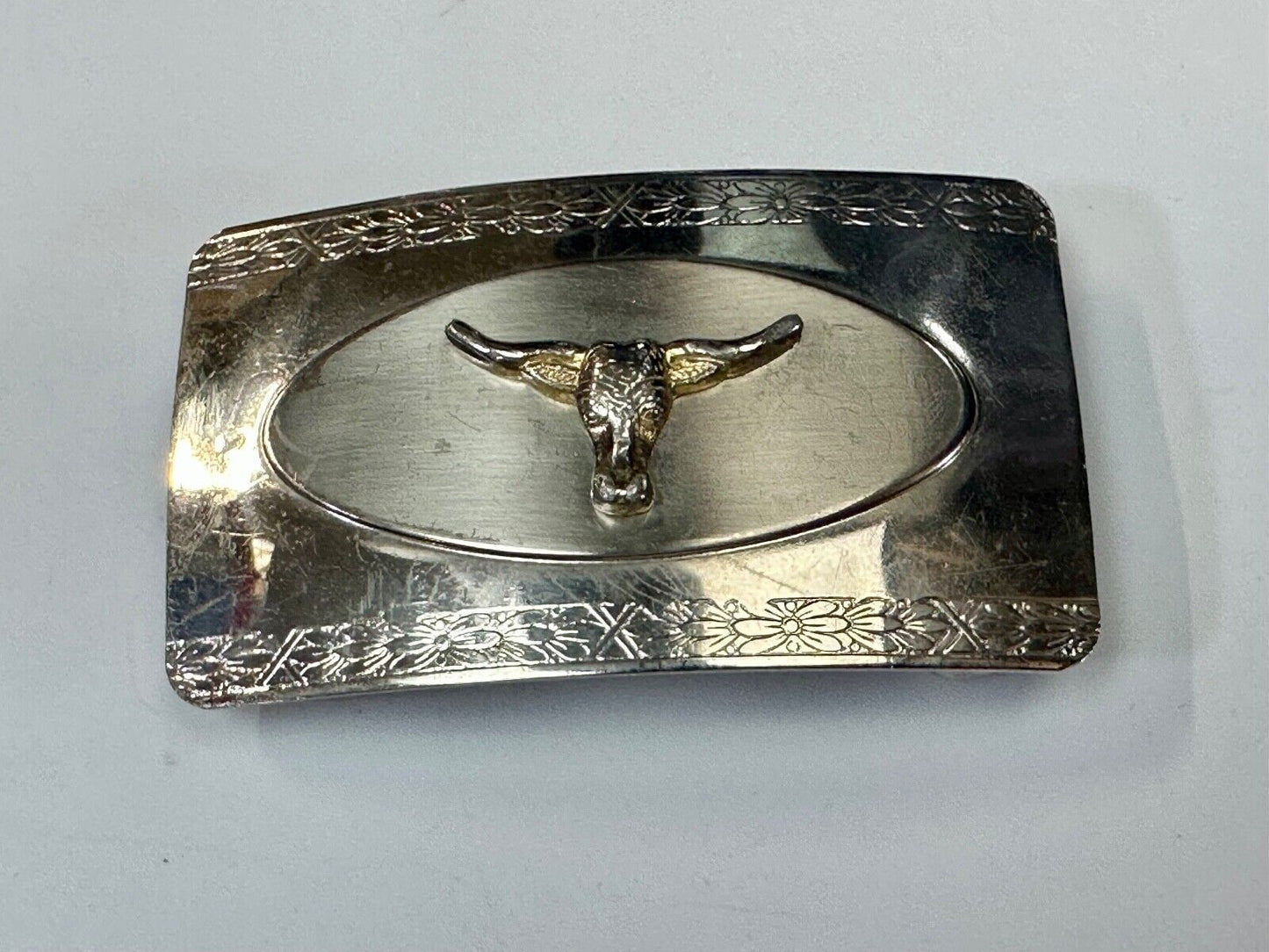 The Longhorn cow steer - cowboys cowgirls western reflective Vintage belt buckle