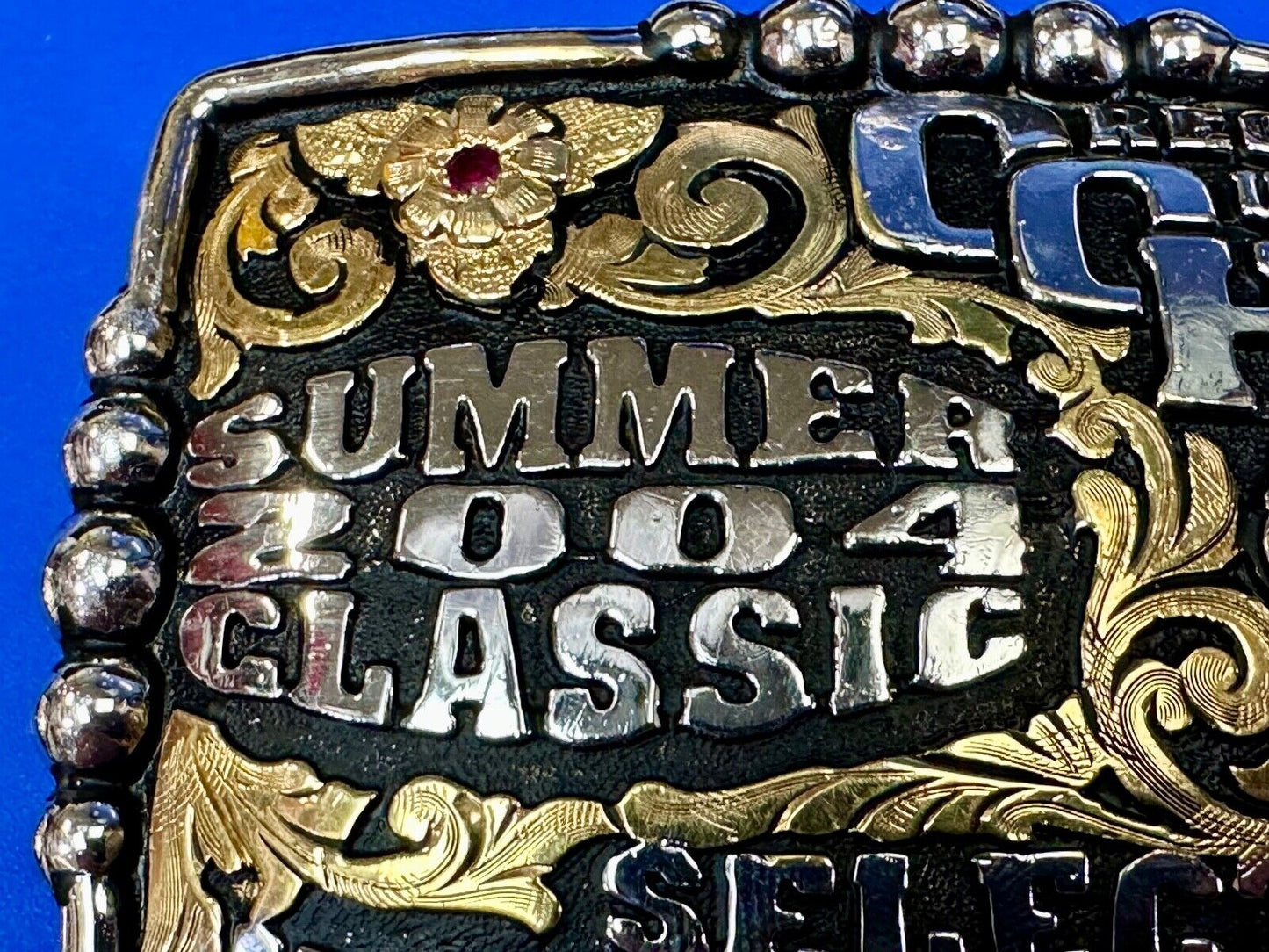 2004 Classic Select horsemanship CQHA Trophy belt buckle by Bob Berg