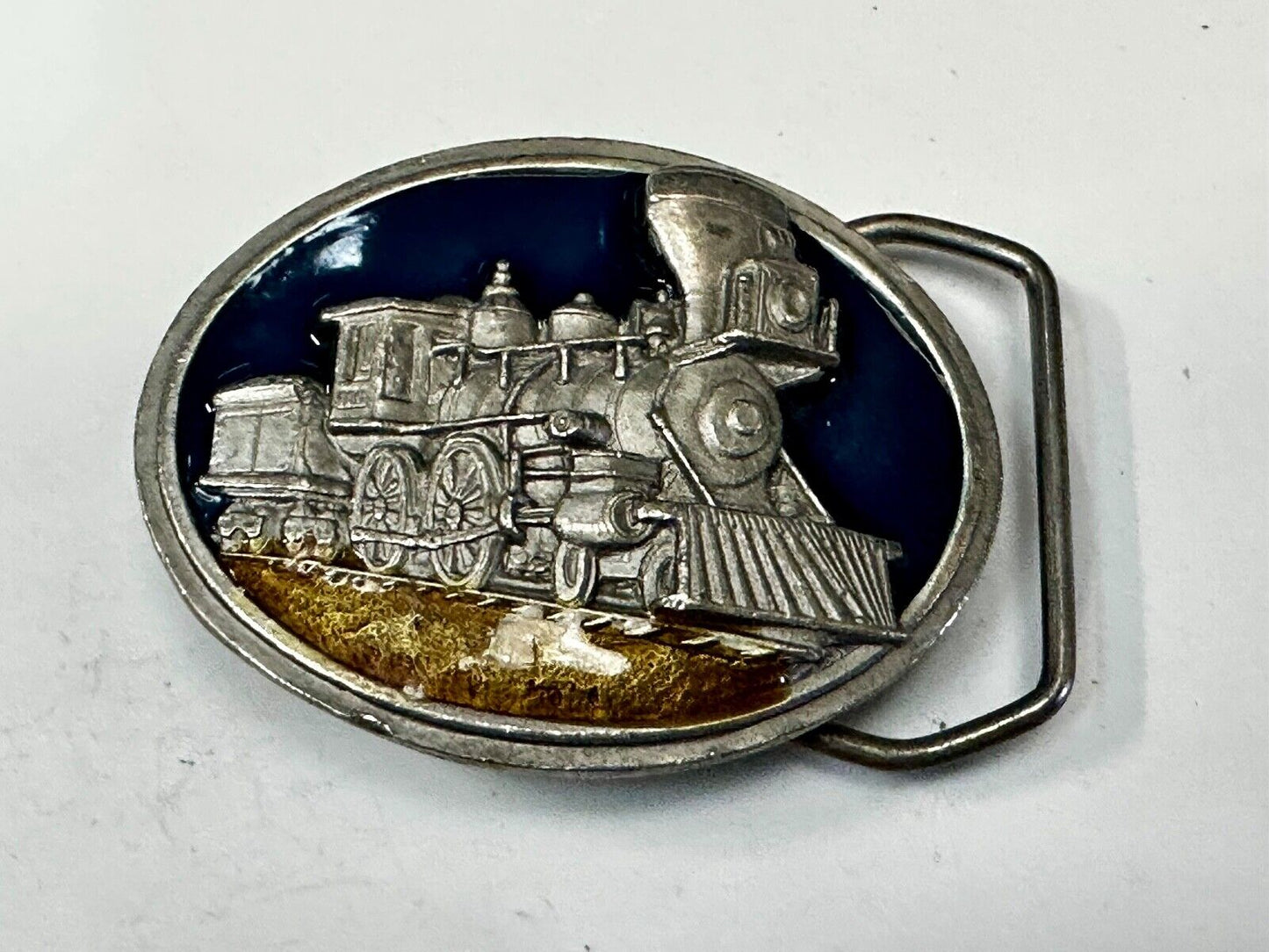 Train Steam Engine Coming Around the Mountain 1984 L-143 Bergamot Belt Buckle