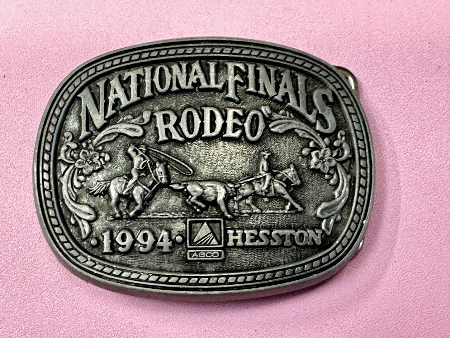 1994 NFR National Finals Rodeo NOS Youth Size Hesston Commemorative Belt Buckle