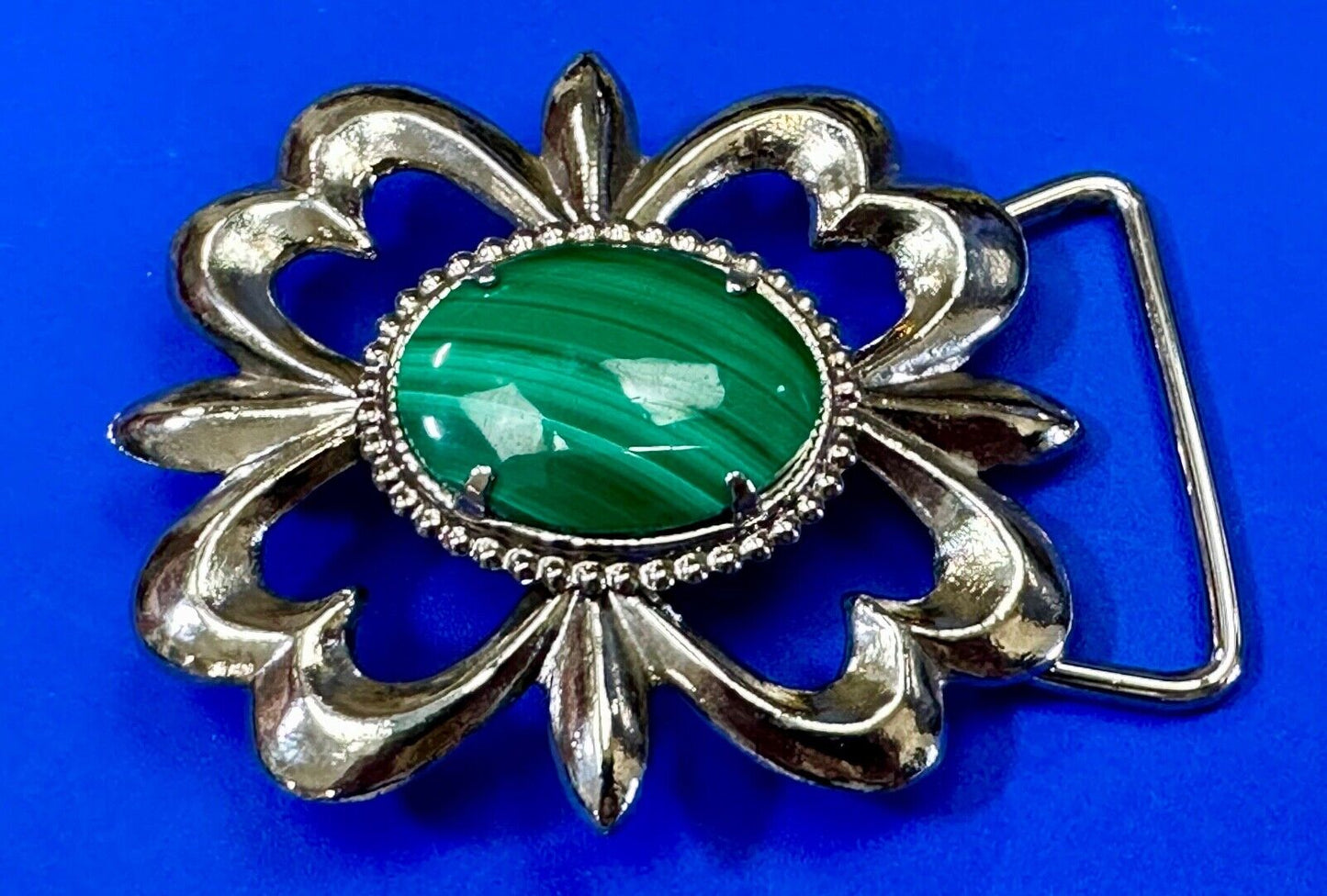 Beautiful Green Malachite Native American Navajo style Cabochon Cab belt buckle