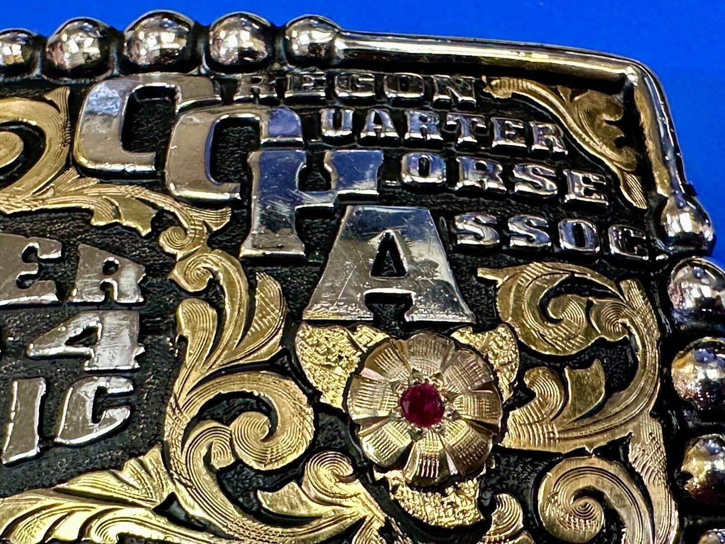 2004 Classic Select horsemanship CQHA Trophy belt buckle by Bob Berg
