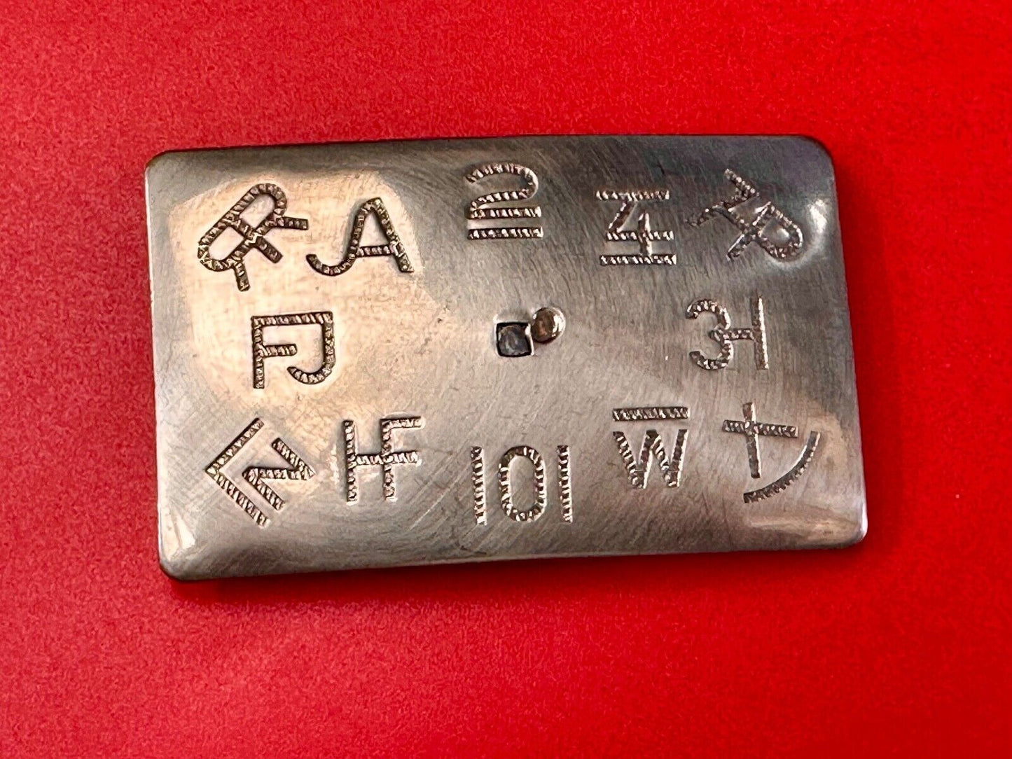 Vintage Chambers cattle branding symbols belt buckle - no center