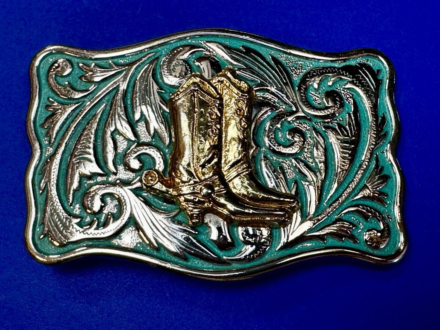 Beautiful Cowboy Cowgirls Boots Shoes Swirl Flower Western Framed Belt Buckle