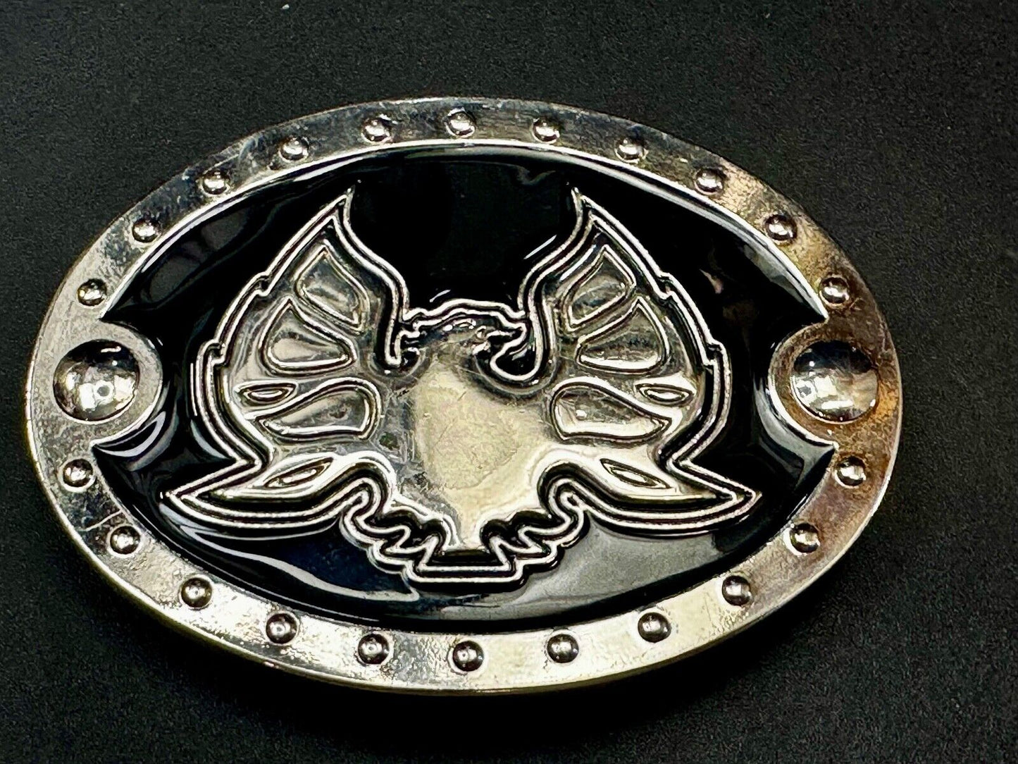 American Pride Flying Patriotic Bald Eagle Black & Silver Color Belt Buckle