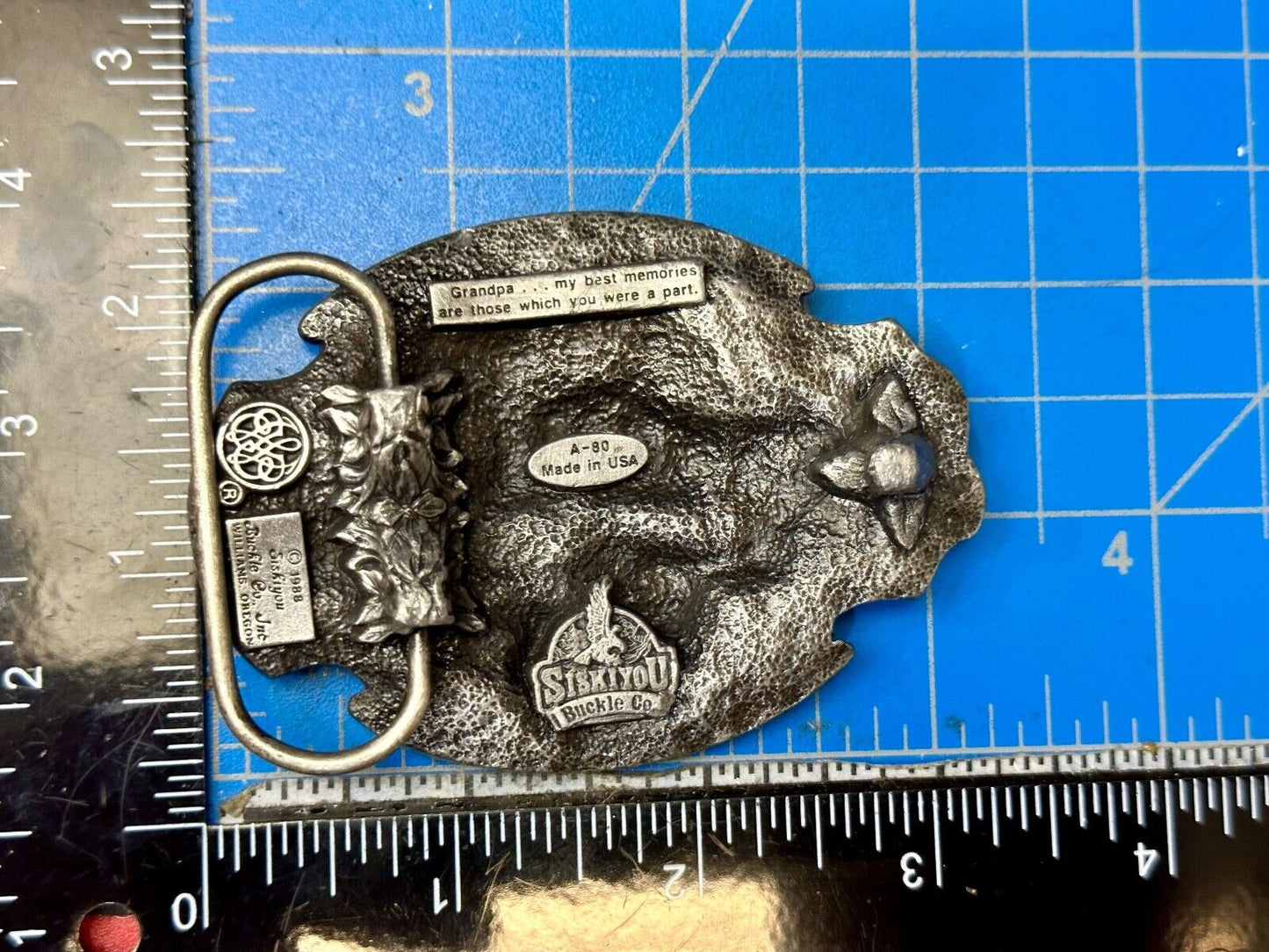 1988 Deep Cast Pewter " GRANDPA " Belt BUCKLE ~ # A-80 by Siskiyou Made in USA