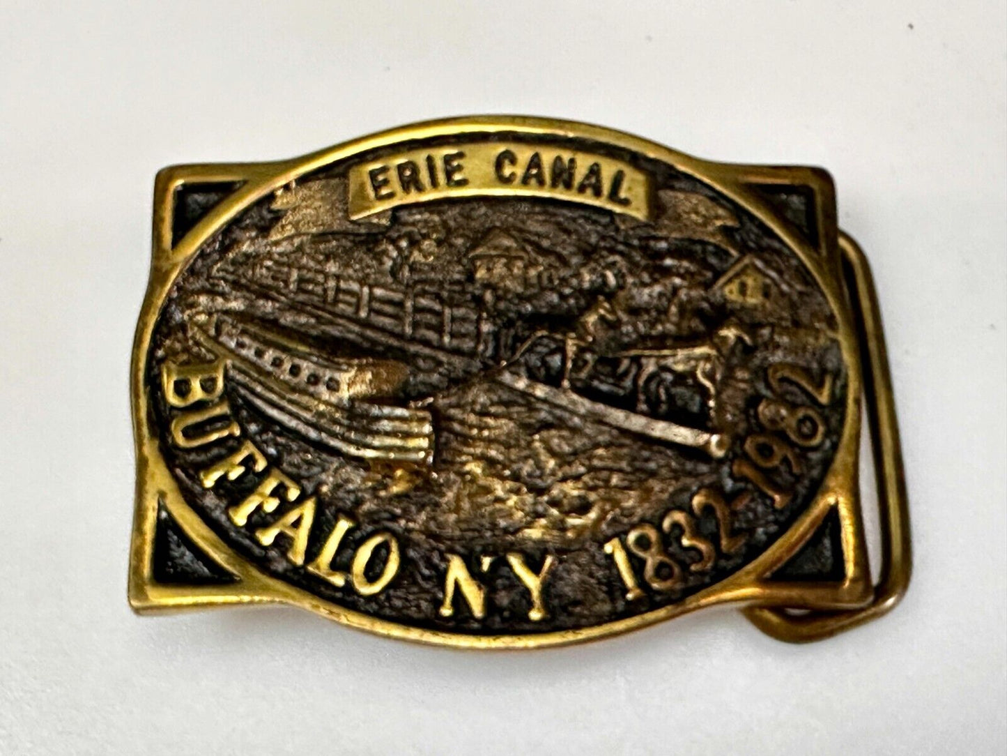 The Erie Canal Buffalo NY State Solid Brass Belt Buckle by Heritage Mint