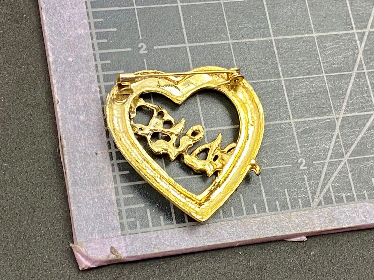Vintage Brooch Pin WWJD Gold Tone Heart WWJD - What Would Jesus Do