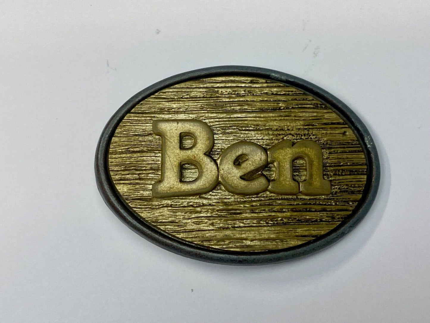BEN - custom name 1970's Wood Grain theme belt buckle by Oden