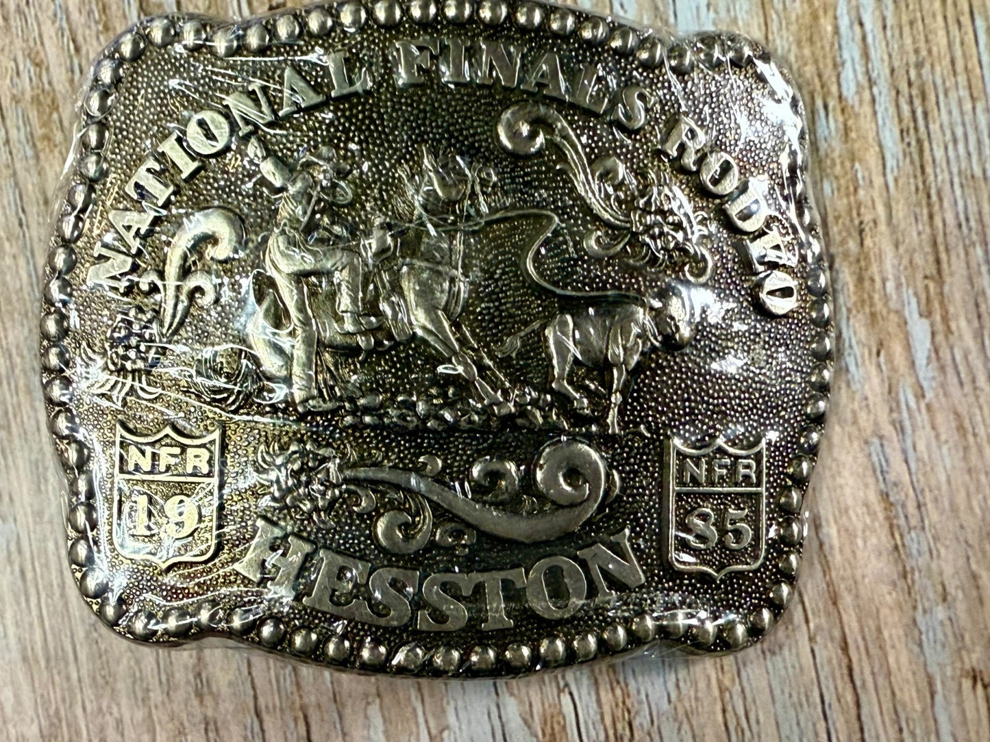 1985 Hesston NFR National Finals Rodeo Calf Roping NOS Collectors Belt Buckle