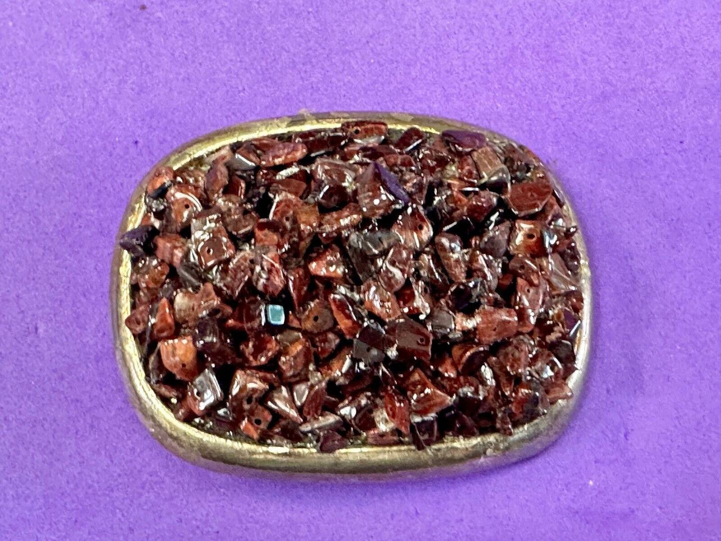 artisan chunky red stone burst on heavy belt buckle