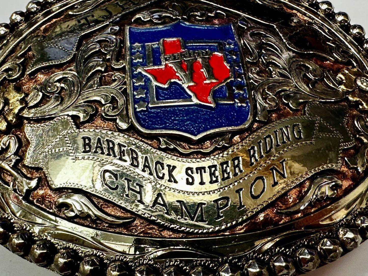 TJHRA Texas Jr. Rodeo 2021 Bareback Steer Riding Champion Trophy Belt Buckle