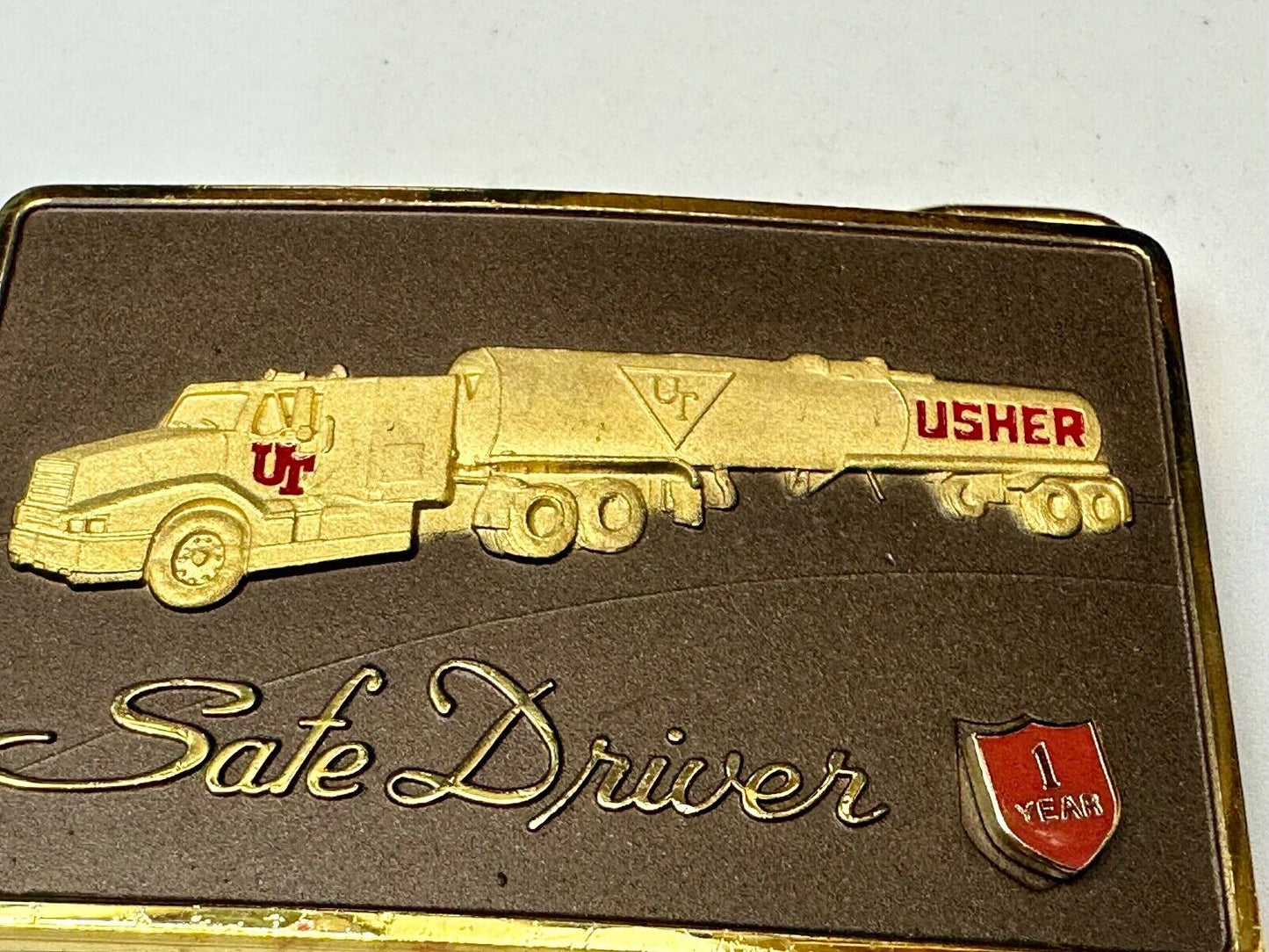 UT Usher Transportation Semi Drivers 1 year pin safety award Belt Buckle