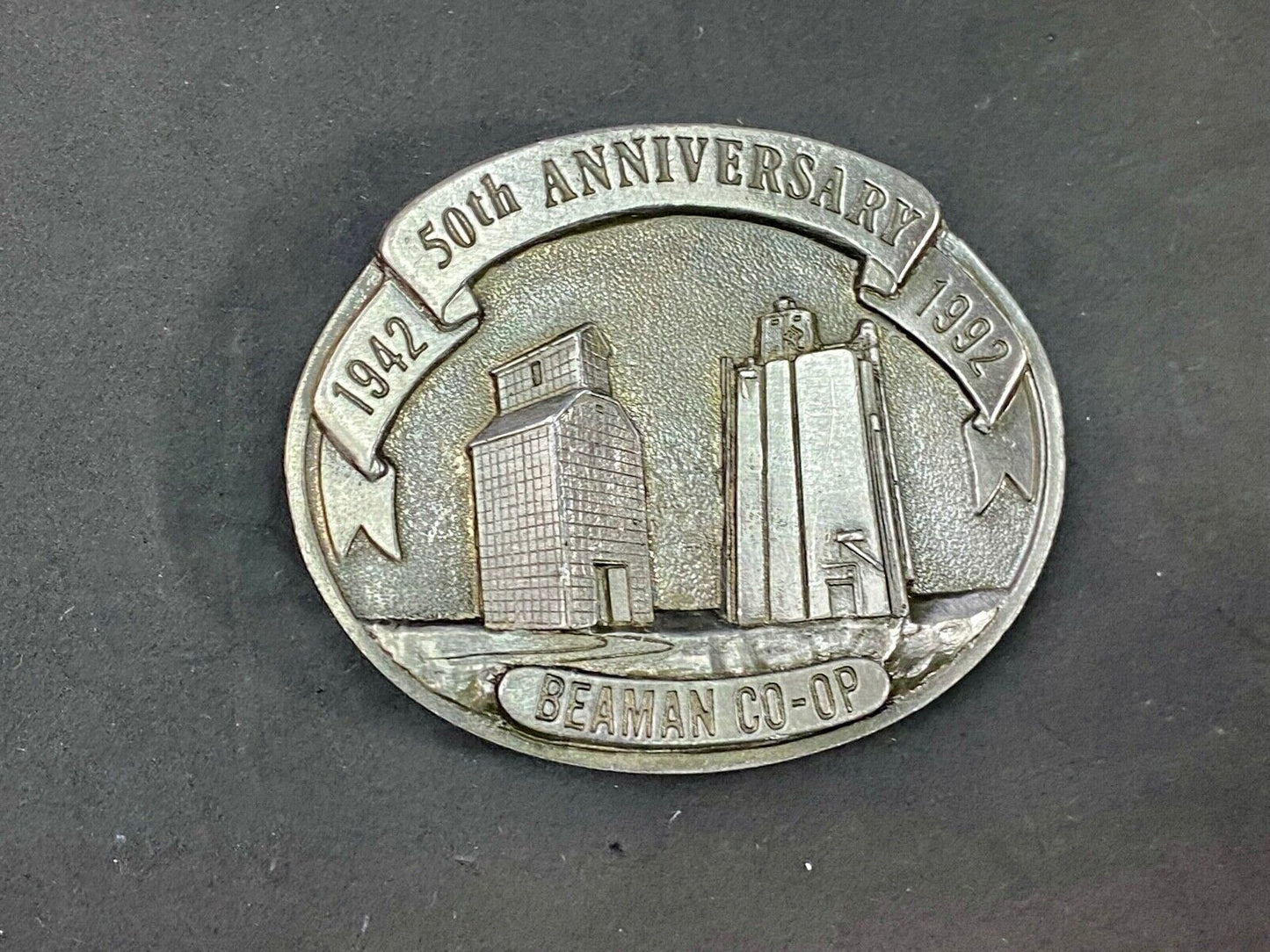 Beaman Co-Op 50Th Anniversary Iowa Feed Grain Farming Agriculture Belt Buckle