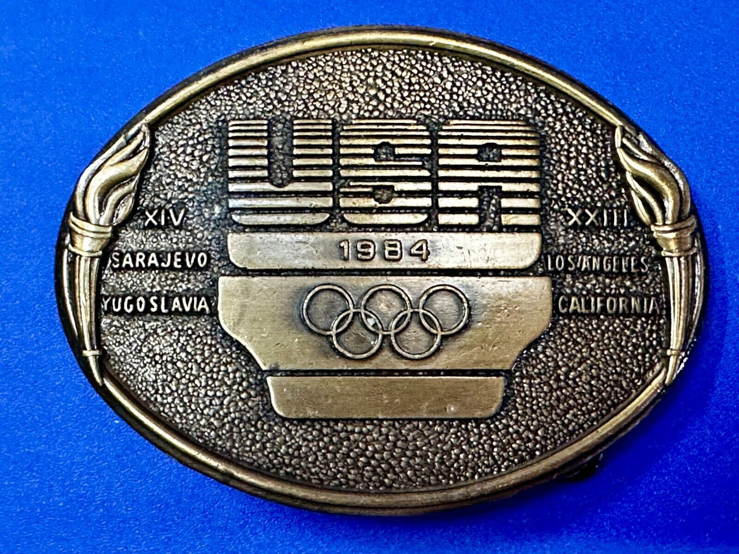 1984 USA Olympics Los Angeles California Vintage Commemorative Belt Buckle