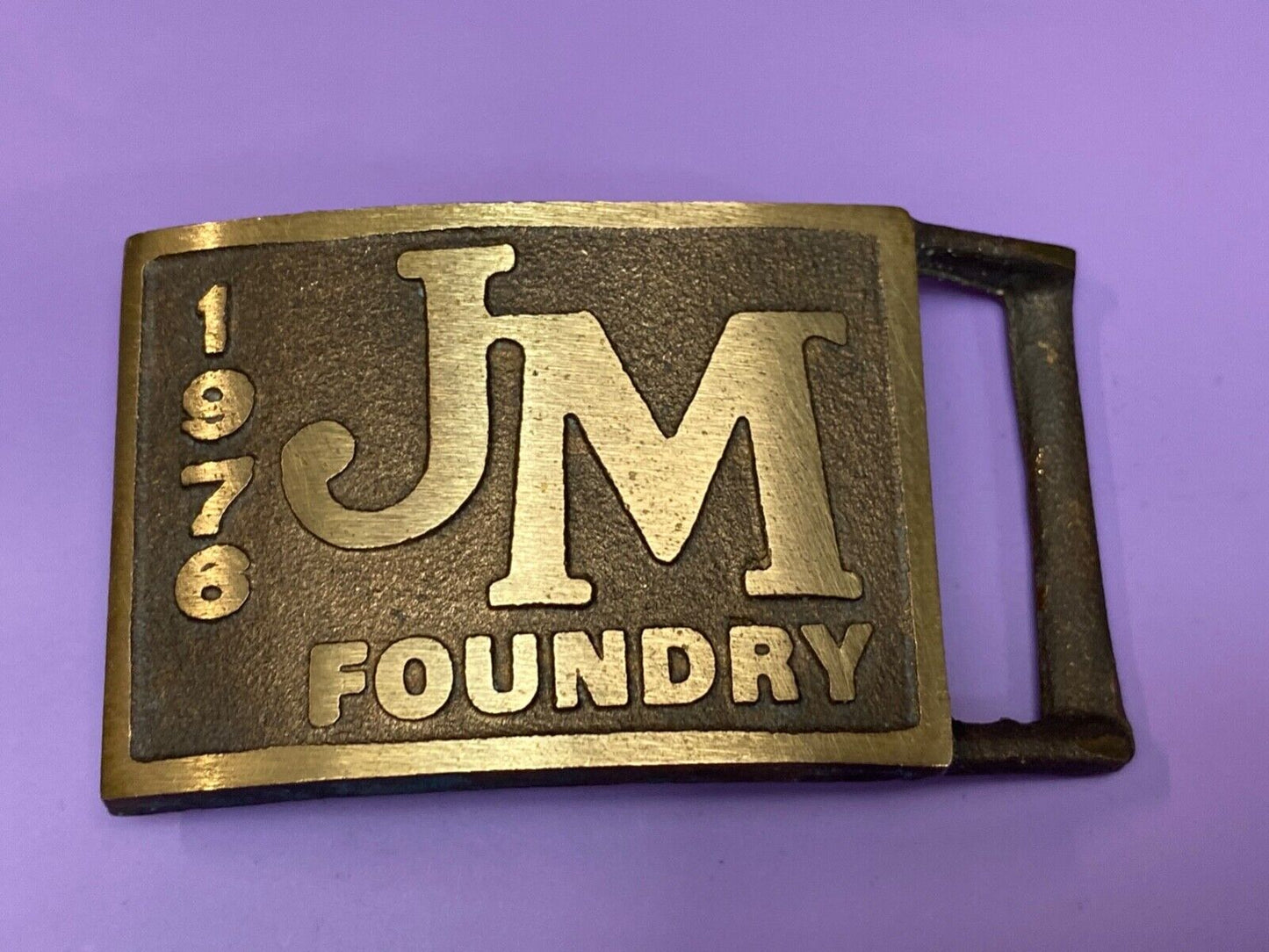 Vintage 1976 JM FOUNDRY Castings Summerville SC Company Advertising Belt Buckle