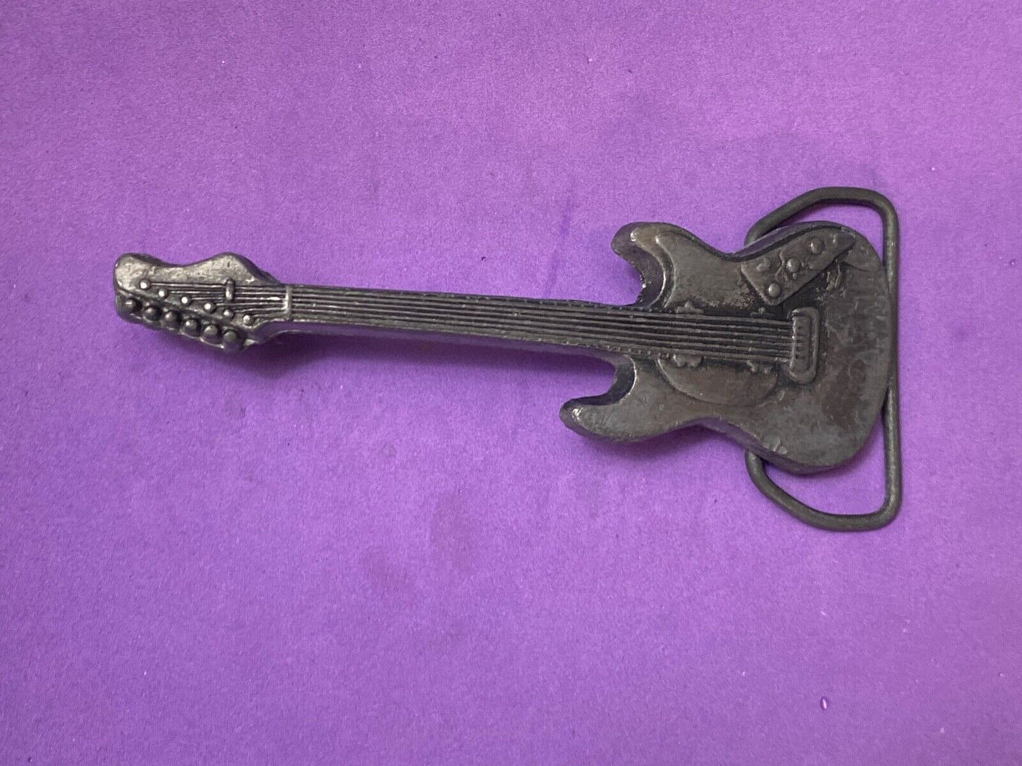 Vintage Electric Guitar - 6 String Rock Band Music Belt Buckle by Baron