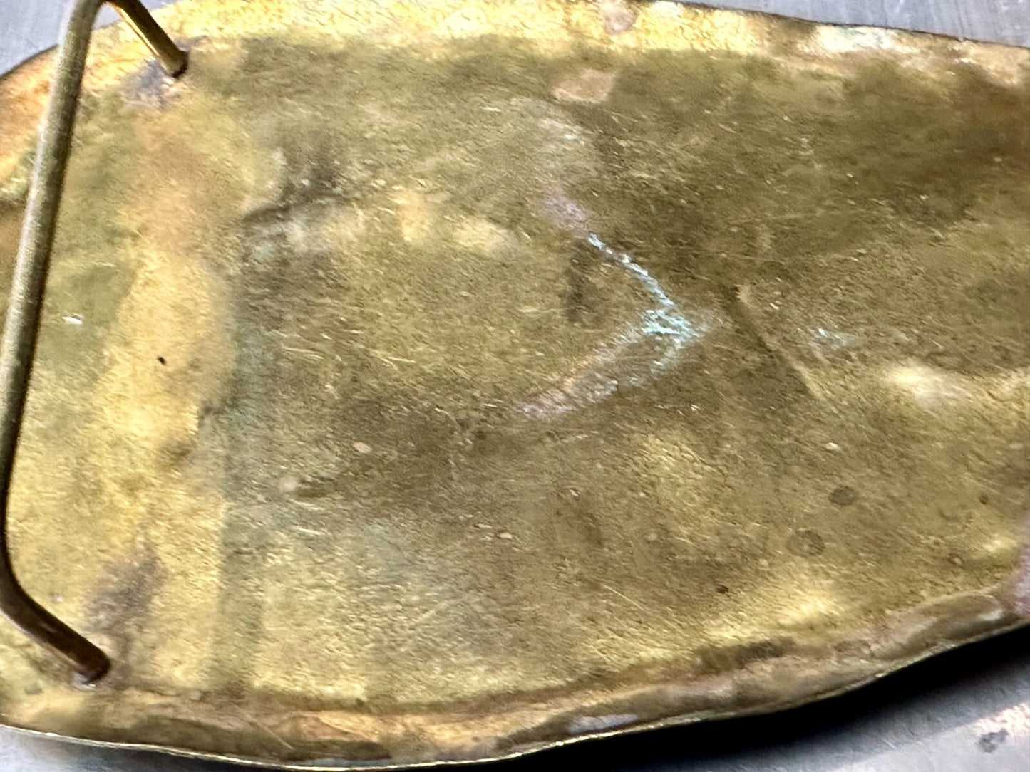 Artisan Mixed Stone Shell Art Nouveau Boho Brass Hippy Vibe Large Belt Buckle