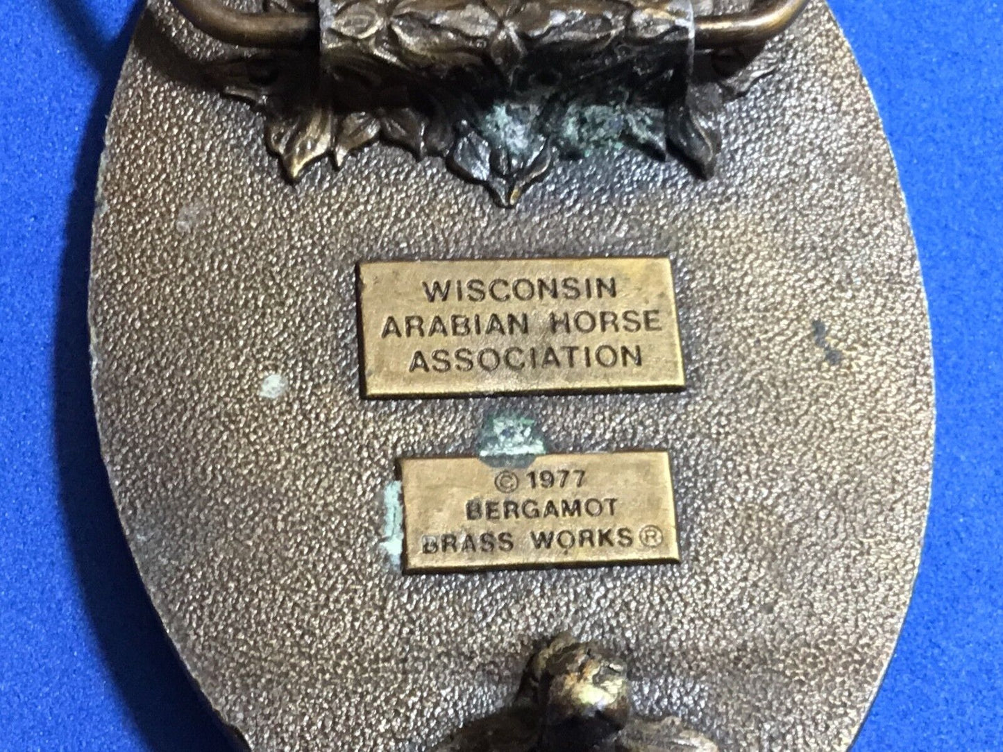 Vintage 1977 Bergamot WI Arabian Horse Assn THE BADGER RIDE belt buckle