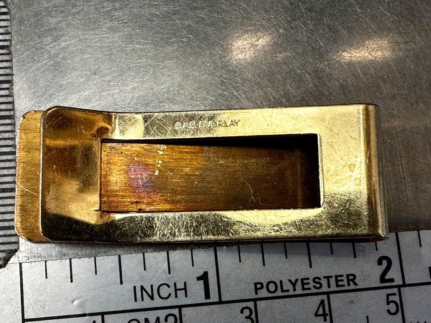 Vintage B.A.Ballou Gold B.A.B. Overlay Engraved Money Clip Holder