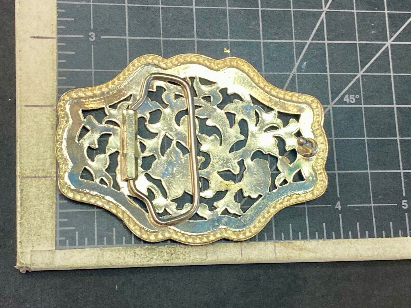 Beautiful See Through Mixed Metal Belt Buckle Floral Design Cowboy Cowgirl