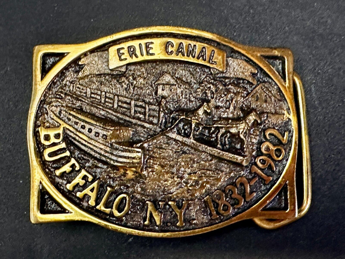 The Erie Canal Buffalo NY State Solid Brass Belt Buckle by Heritage Mint