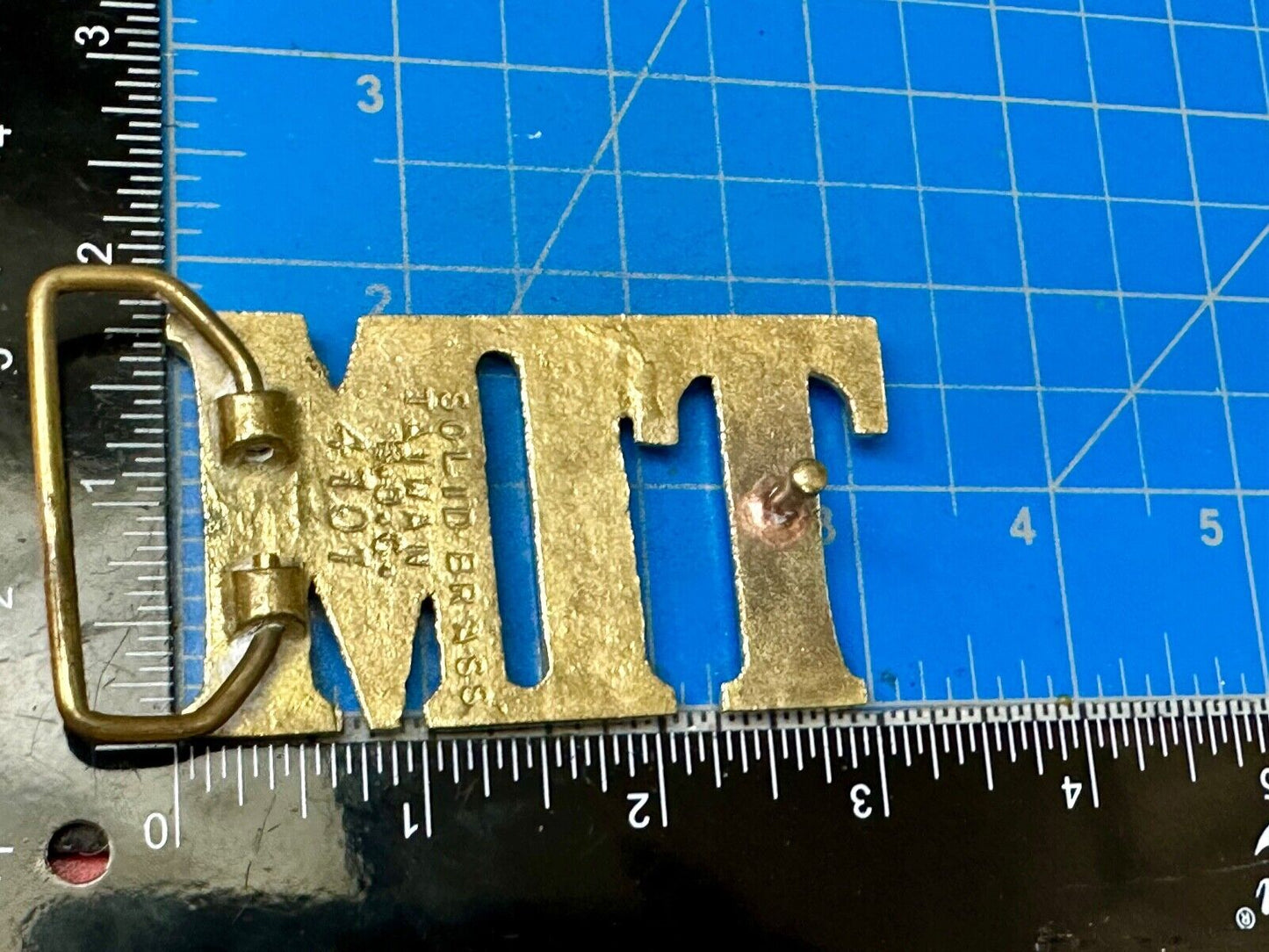 TIM Custom Name in cutout block letters solid brass belt buckle - Taiwan ROC