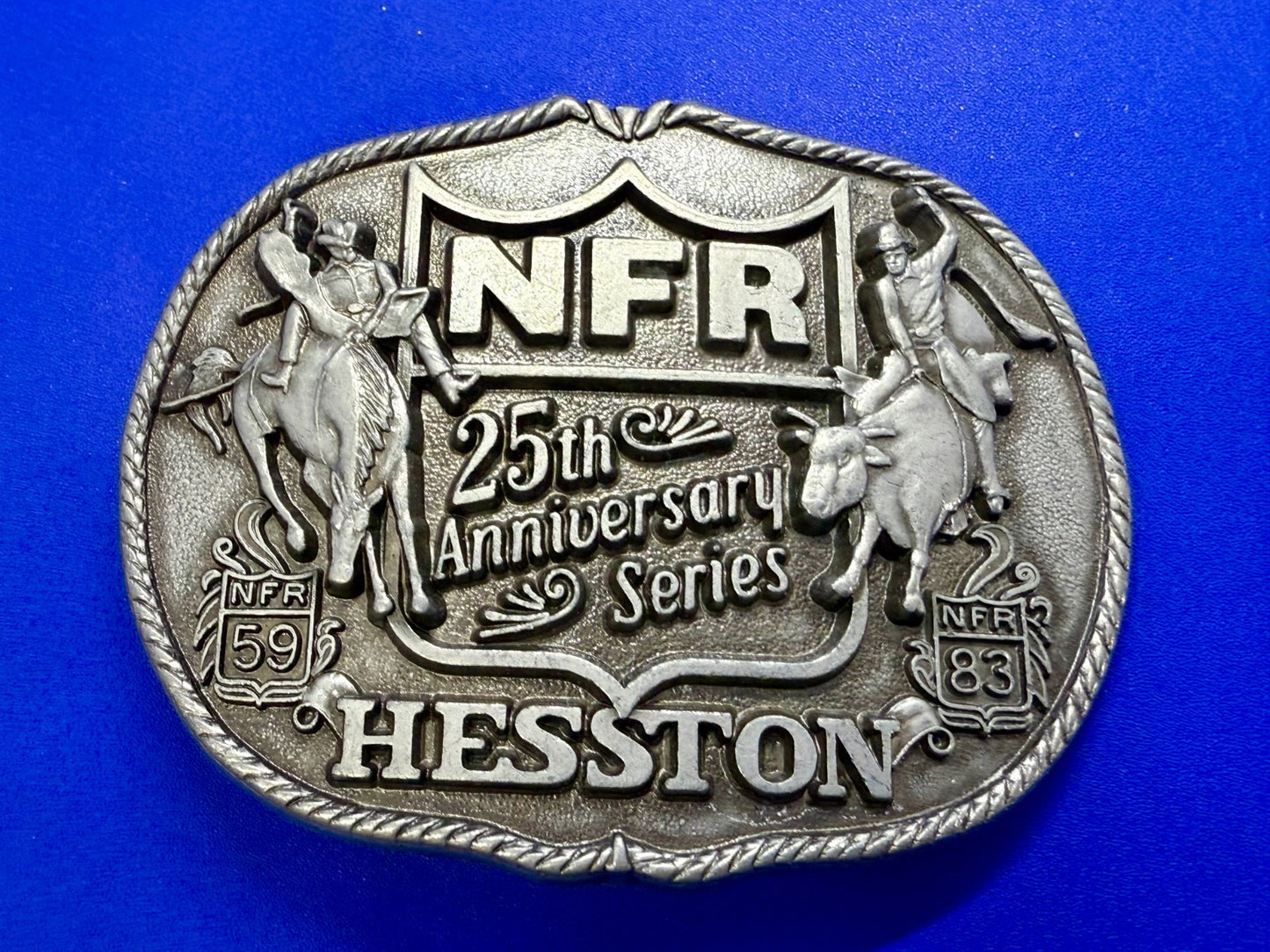 1983 Hesston Nfr National Finals Rodeo Cowboys 25Th Anniversary Belt Buckle