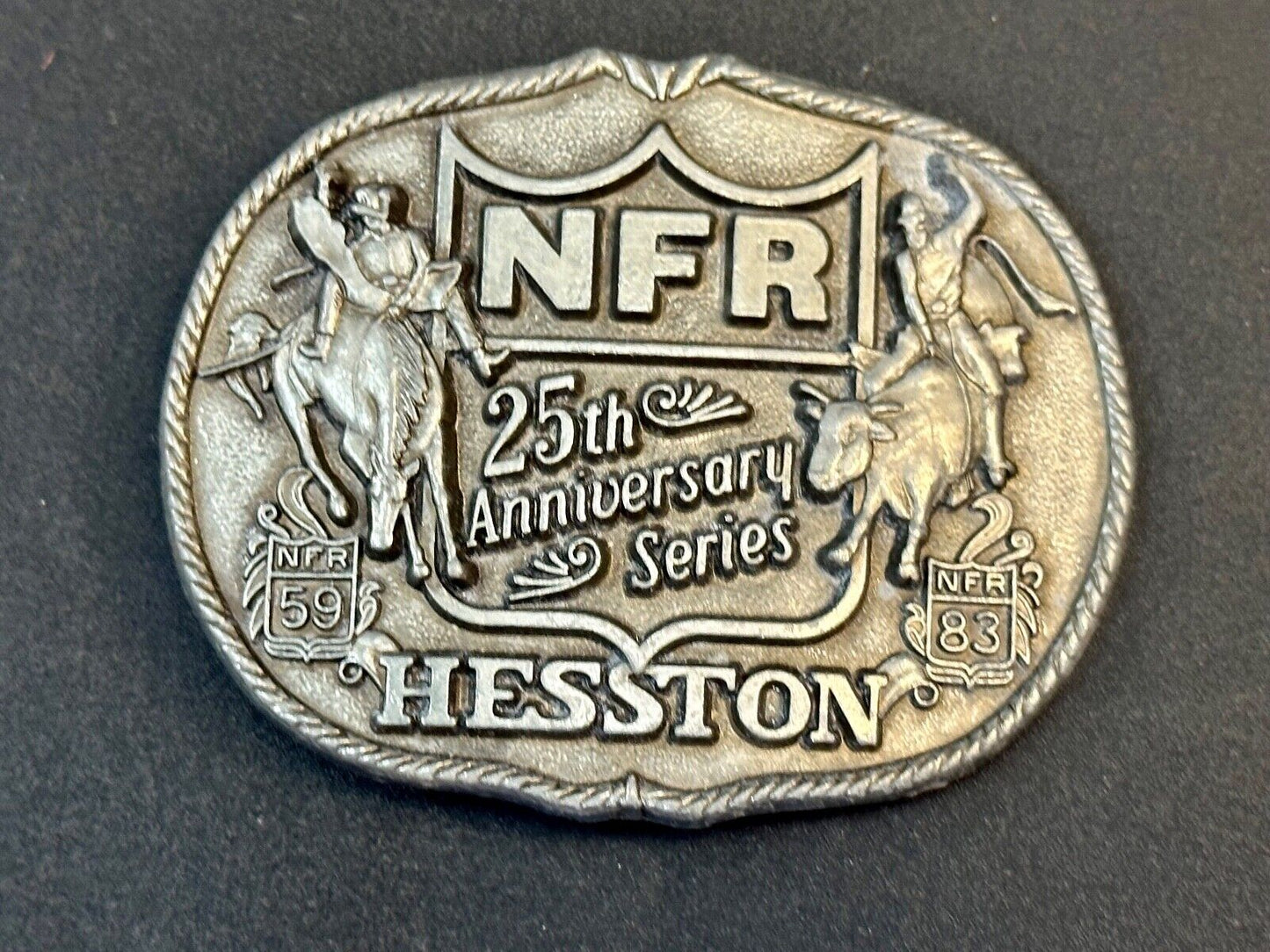 1983 HESSTON Belt Buckle NFR 25th Anniversary First Edition Limited Rodeo