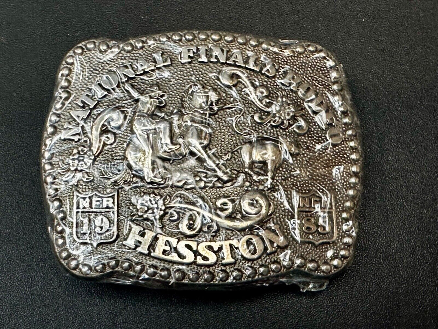 1985 NFR National Finals Rodeo NOS Youth Size Hesston Belt Buckle
