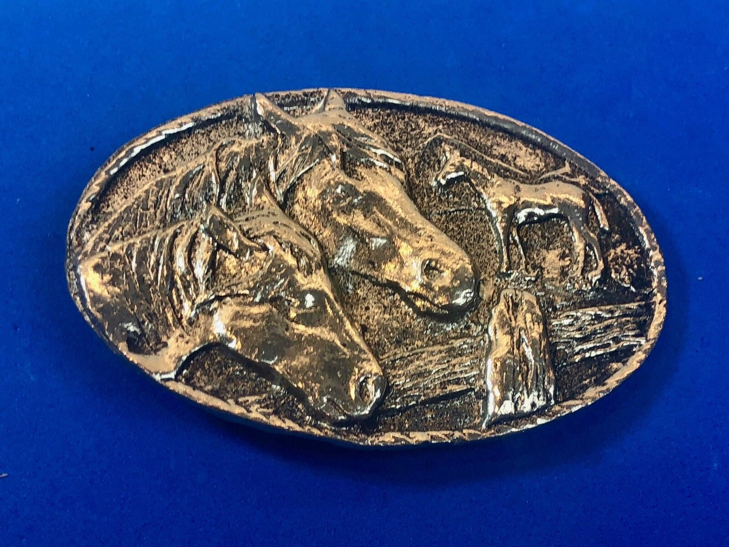 Three Horses on the farm Belt Buckle - wood fence, pony western
