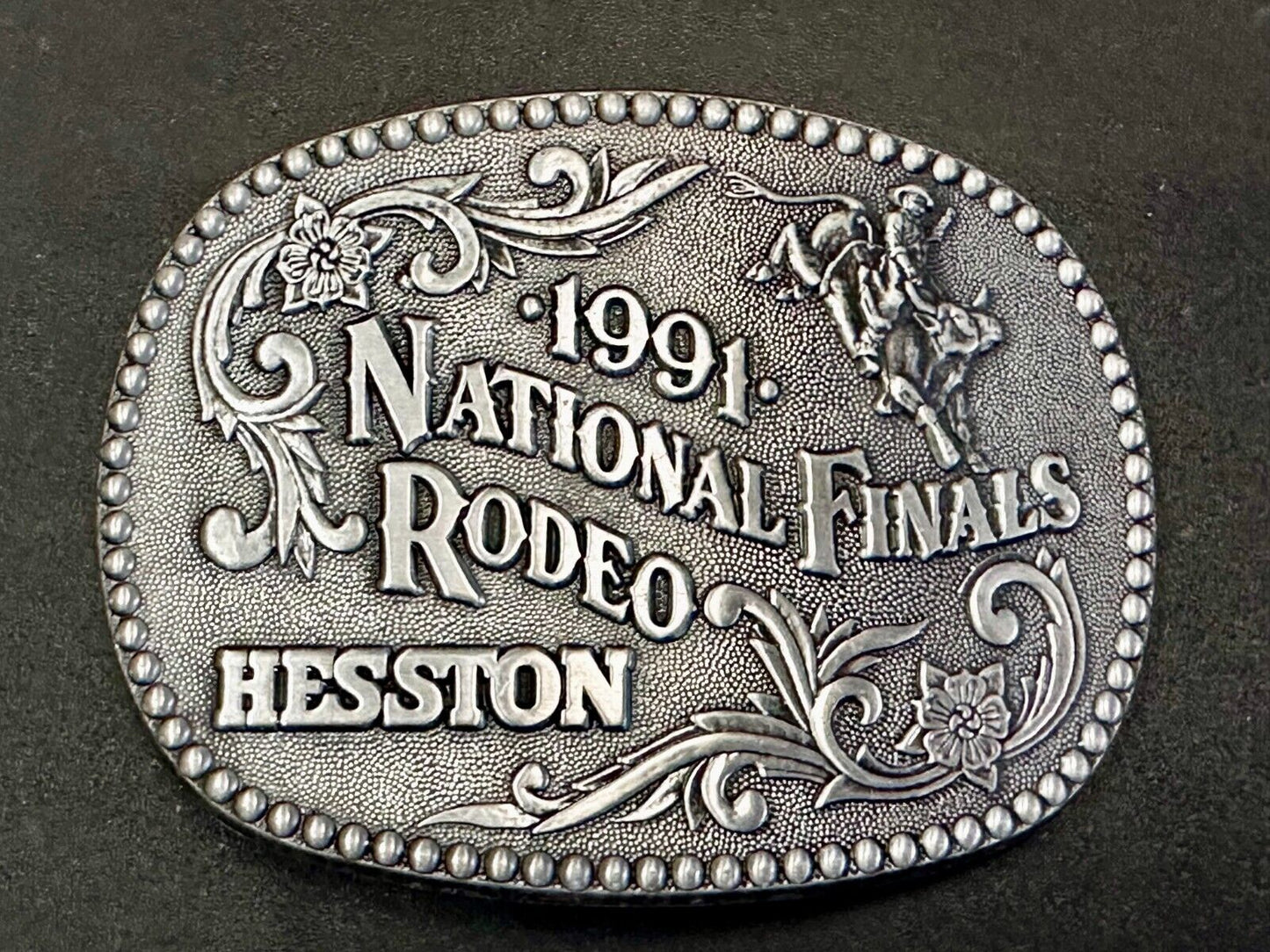 1991 ADM Hesston NFR National Finals Rodeo Cowboys Western Belt Buckle