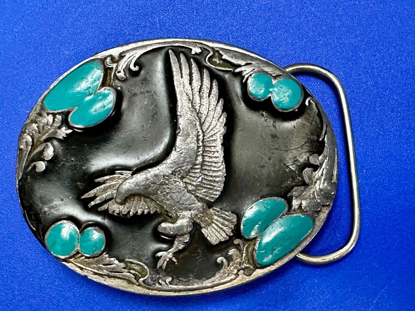 American Eagle Fly High Great Spirit Turquoise Cowboy Belt Buckle Sikiyou H-7