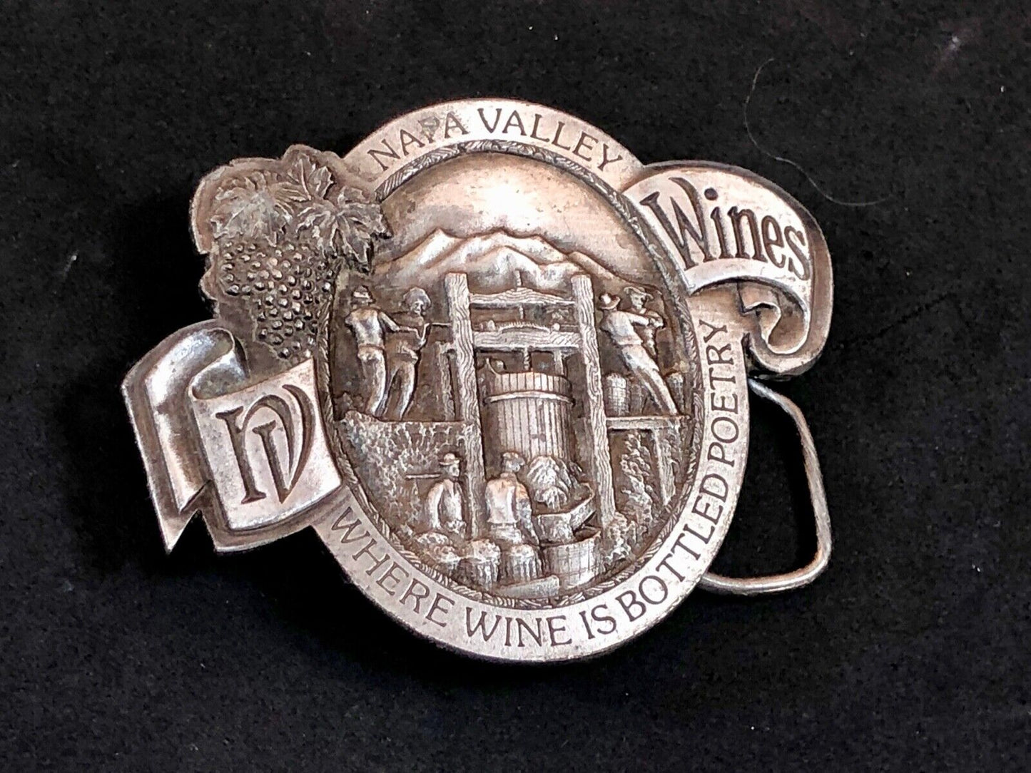 Vintage 1976 Napa Valley Bottling Ca belt buckle -Where Wine is Bottled Poetry
