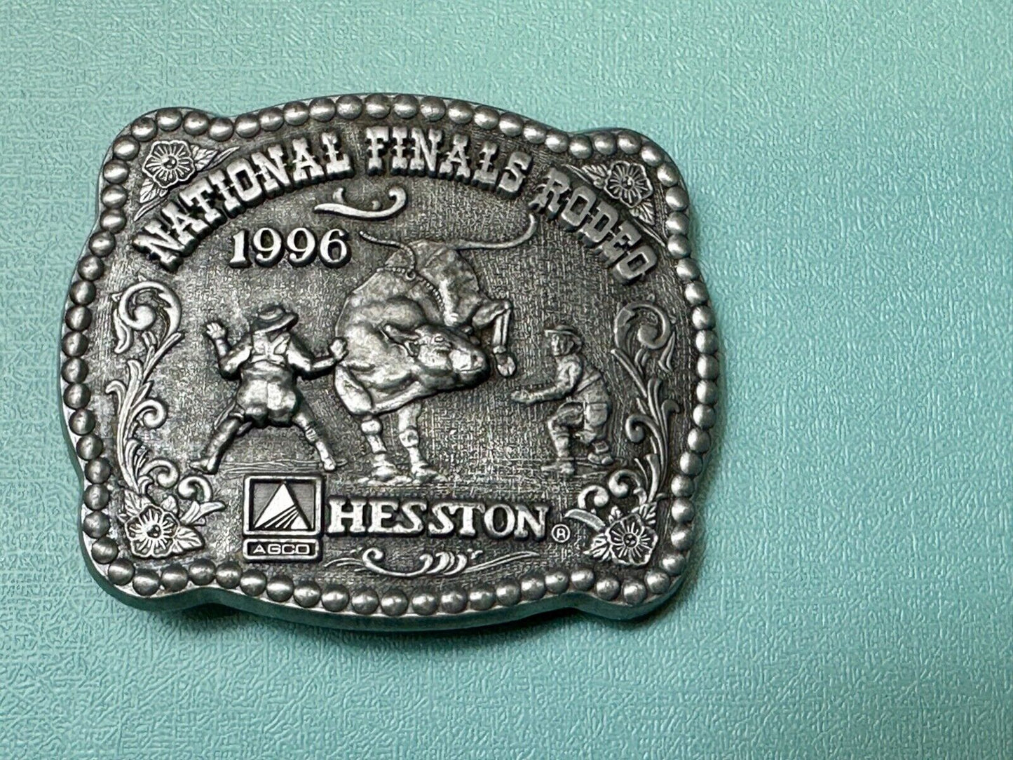 1996 Youth size NFR National Finals Rodeo ADM Kicking Bronc belt buckle