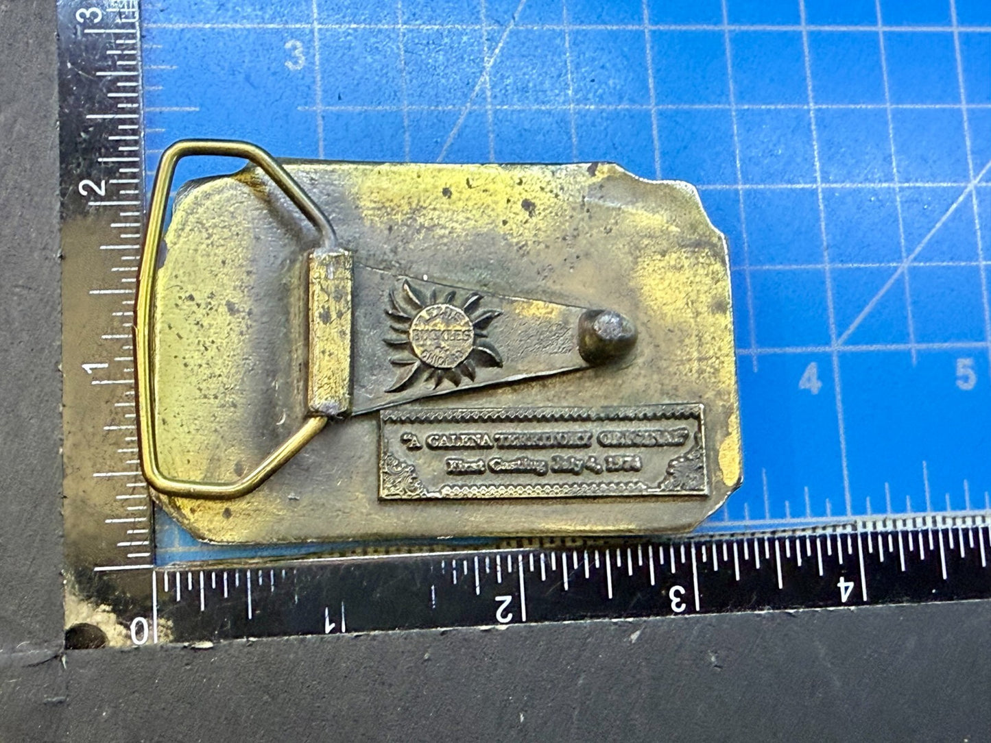 The Galena Territory Brass Belt Buckle Sunrise Illinois Vintage Belt Buckle