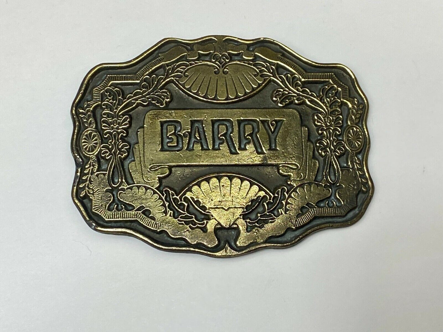 Barry - Ornate Western Flower Swirl And Framed Belt Buckle By Oden