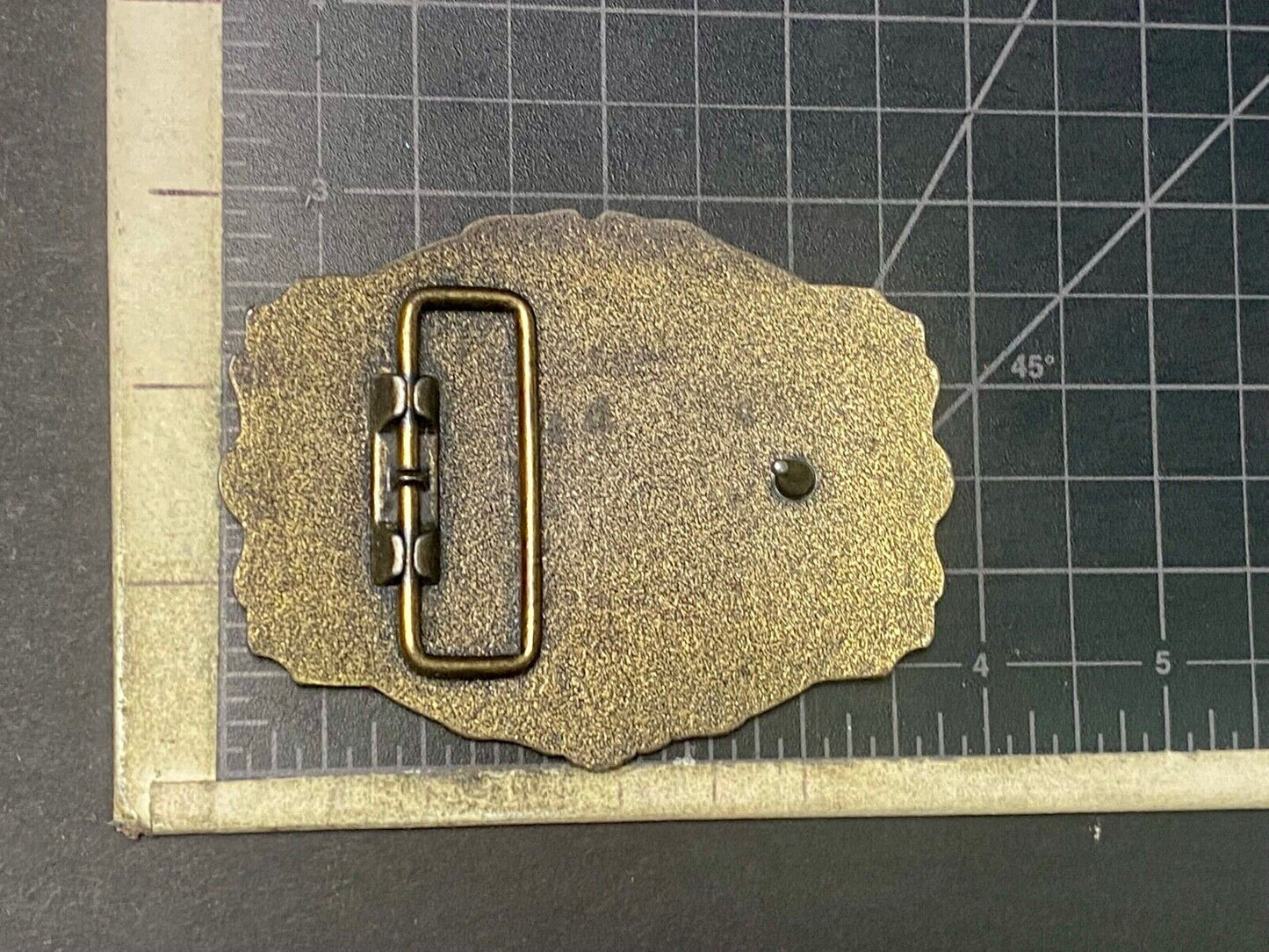 VINTAGE ANTIQUE METAL BELT BUCKLE- Livingston Wells & Co Sailboat Ship