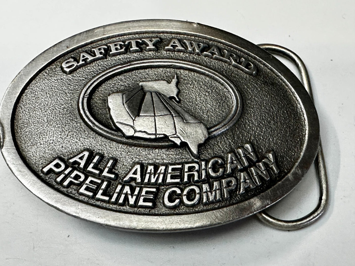 All American Pipeline Company Safety Award Worker Commemorative 1994 Belt Buckle
