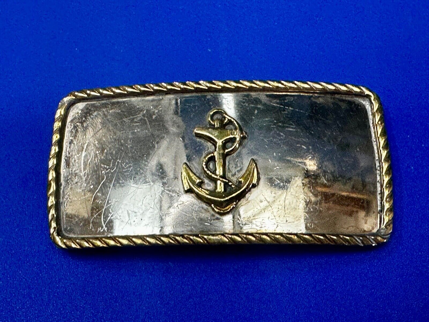 Vintage boat Anchor - Reflective two tone belt slide clip buckle