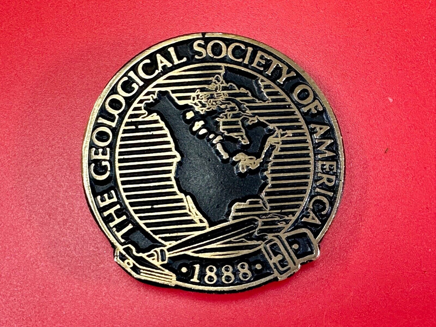 The Geological Society of America vintage solid brass round belt buckle
