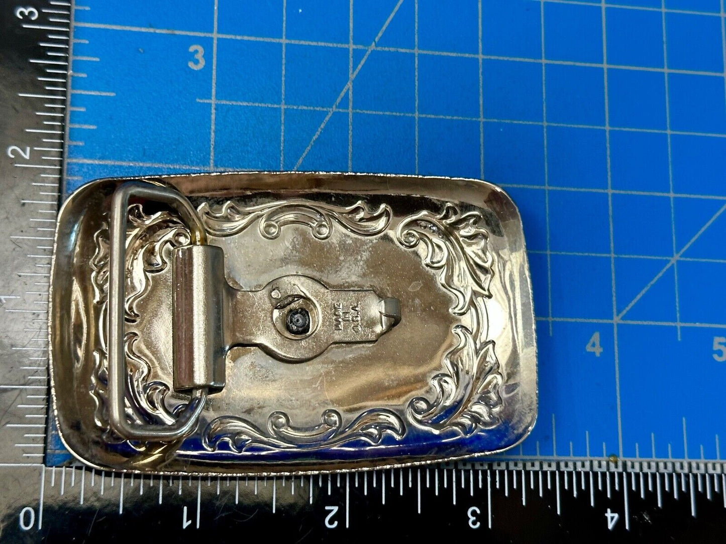 USA made Dancing Couple County Line Square Style Vintage TwoTone Belt Buckle