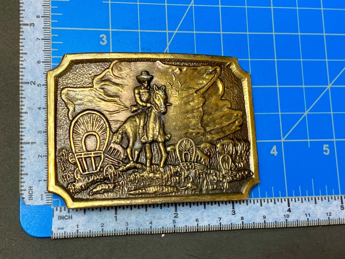 Tall in the Saddle Art Western Horse and Cowboy way of life! Vintage belt buckle