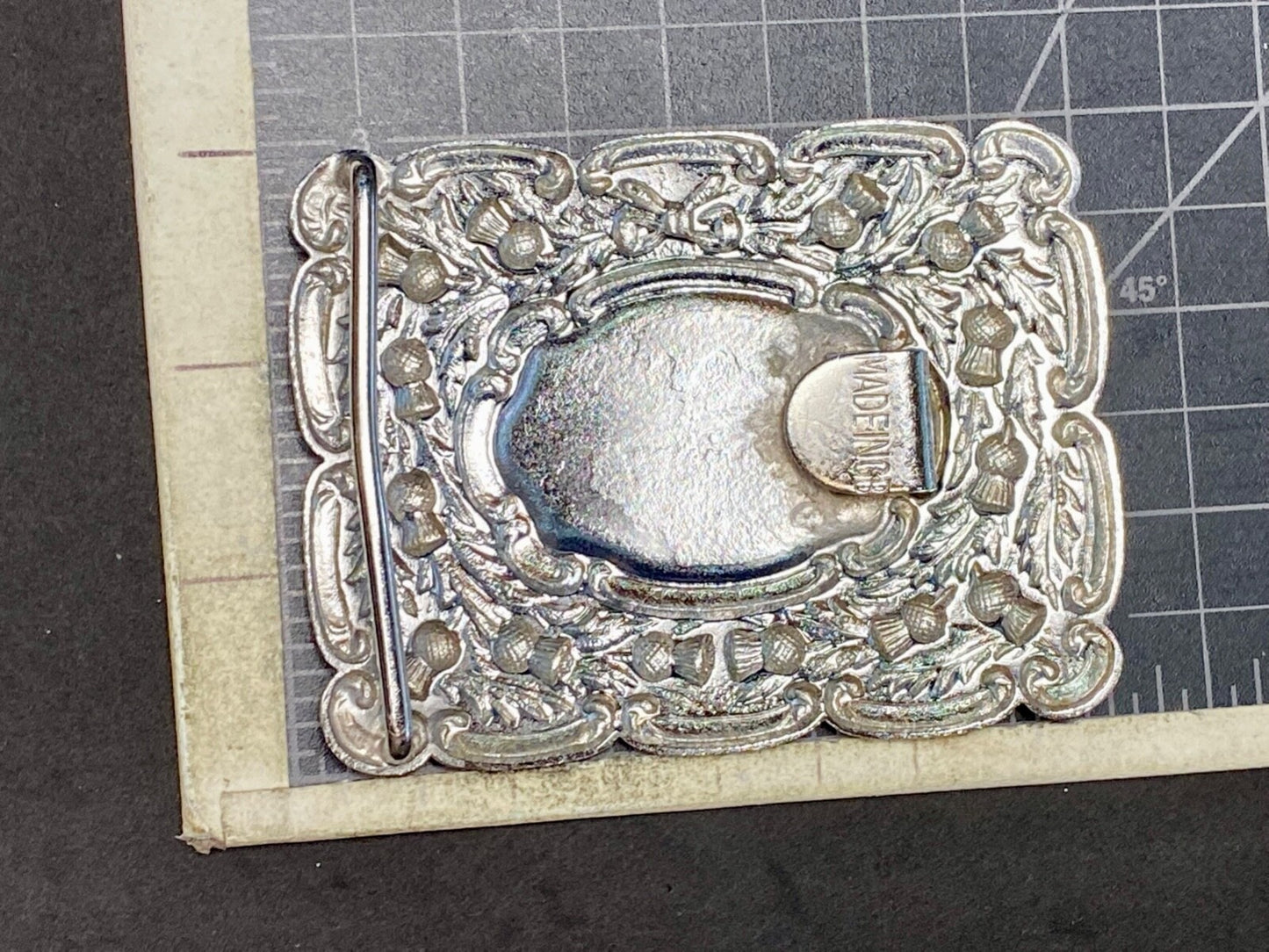 Beautiful Ornate Silver? Flower Swirl Made In Great Britain Belt Buckle