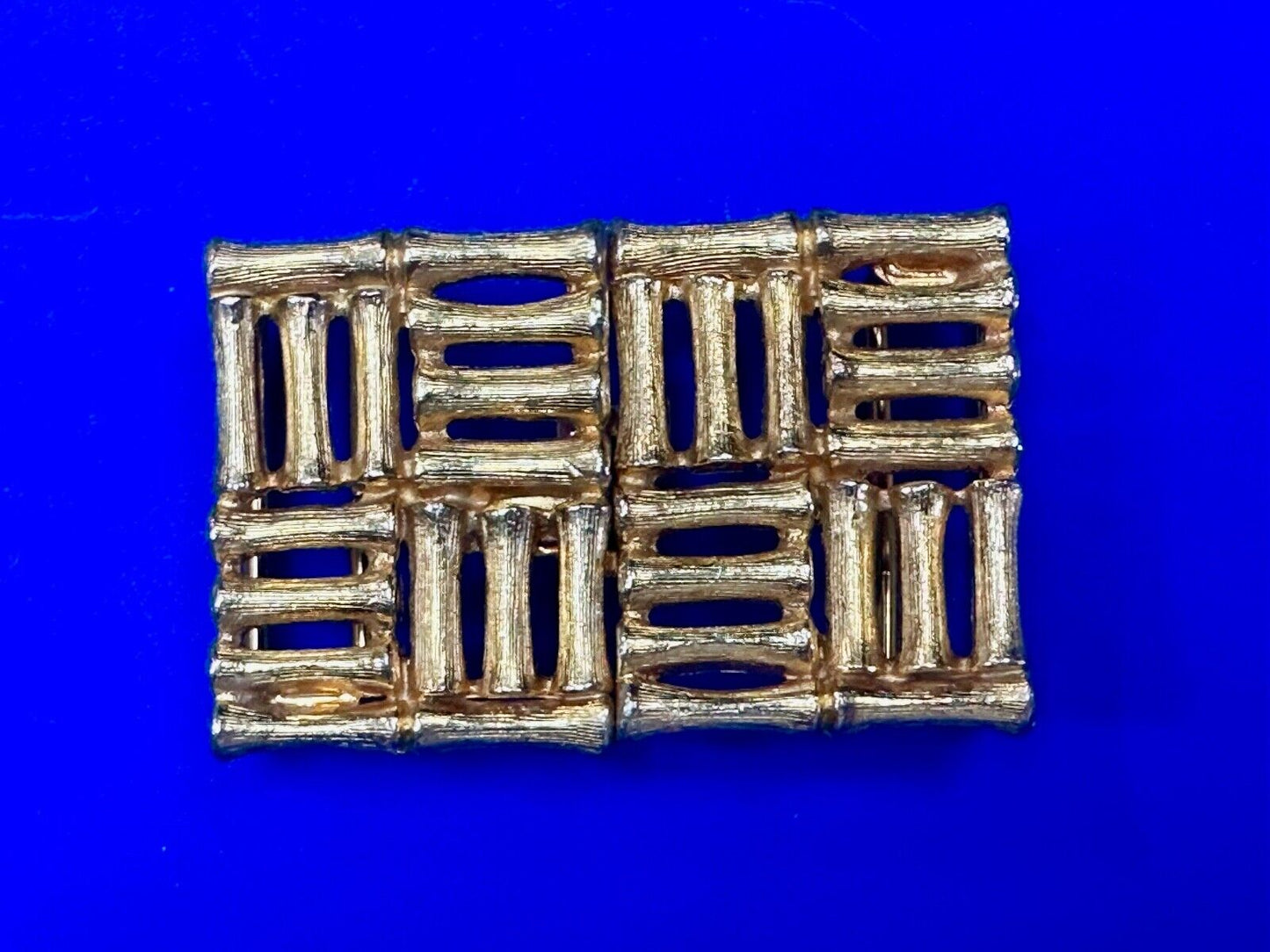 Bamboo Squares Two piece interconnecting vintage belt buckle by Mimi Di N
